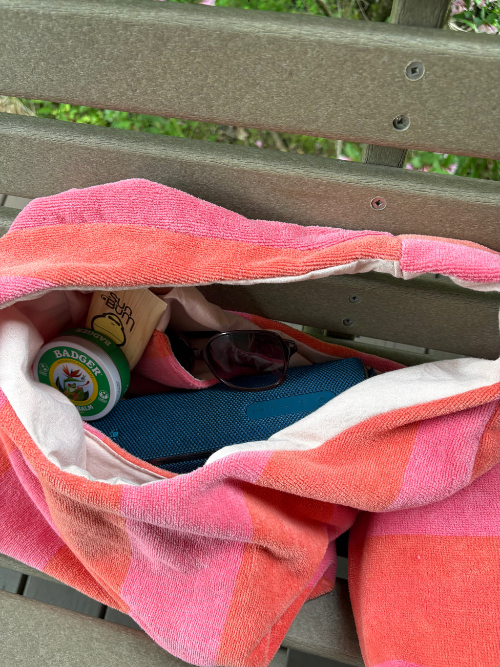 hibiscus towel tote